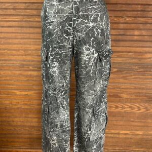 Fashion Nova Black and White Patterned Cargo Pants